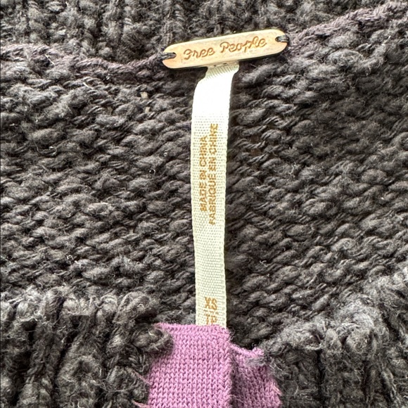 Free People Black Cardigan with Purple Trim - Picture 2 of 5